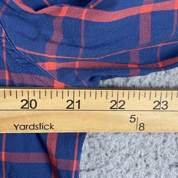 Under Armour Plaid Button Down Shirt Navy Red Women’s Size Large - Picture 5 of 8